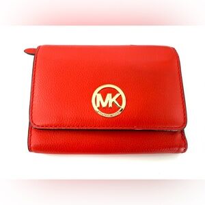 MICHAEL Michael Kors Red and Orange Leather Wallet